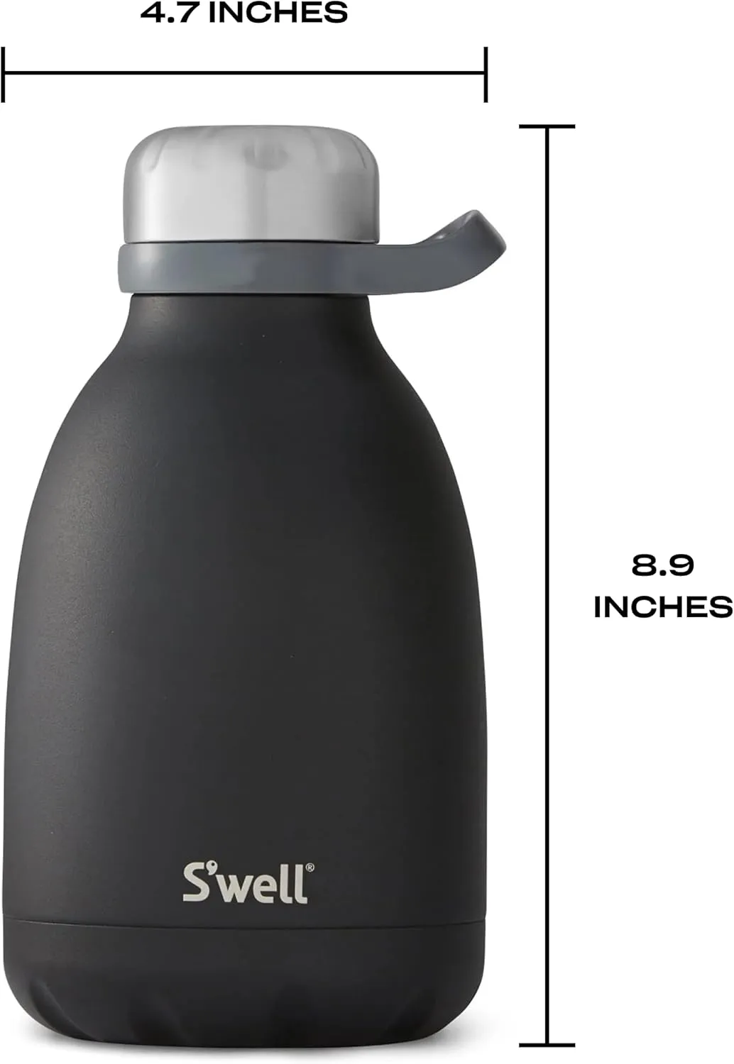S'well Stainless Steel Roamer Bottle, 40oz, Onyx, Triple Layered Vacuum Insulated Containers Keeps Drinks Cold for 48 Hours and Hot for 16, BPA Free