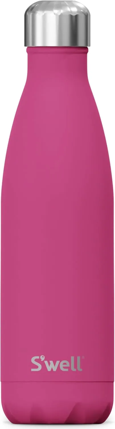 S'well Stainless Steel Water Bottle, 17oz, Azalea Pink, Triple Layered Vacuum Insulated Containers Keeps Drinks Cold for 36 Hours and Hot for 18, BPA Free, Perfect for On the Go