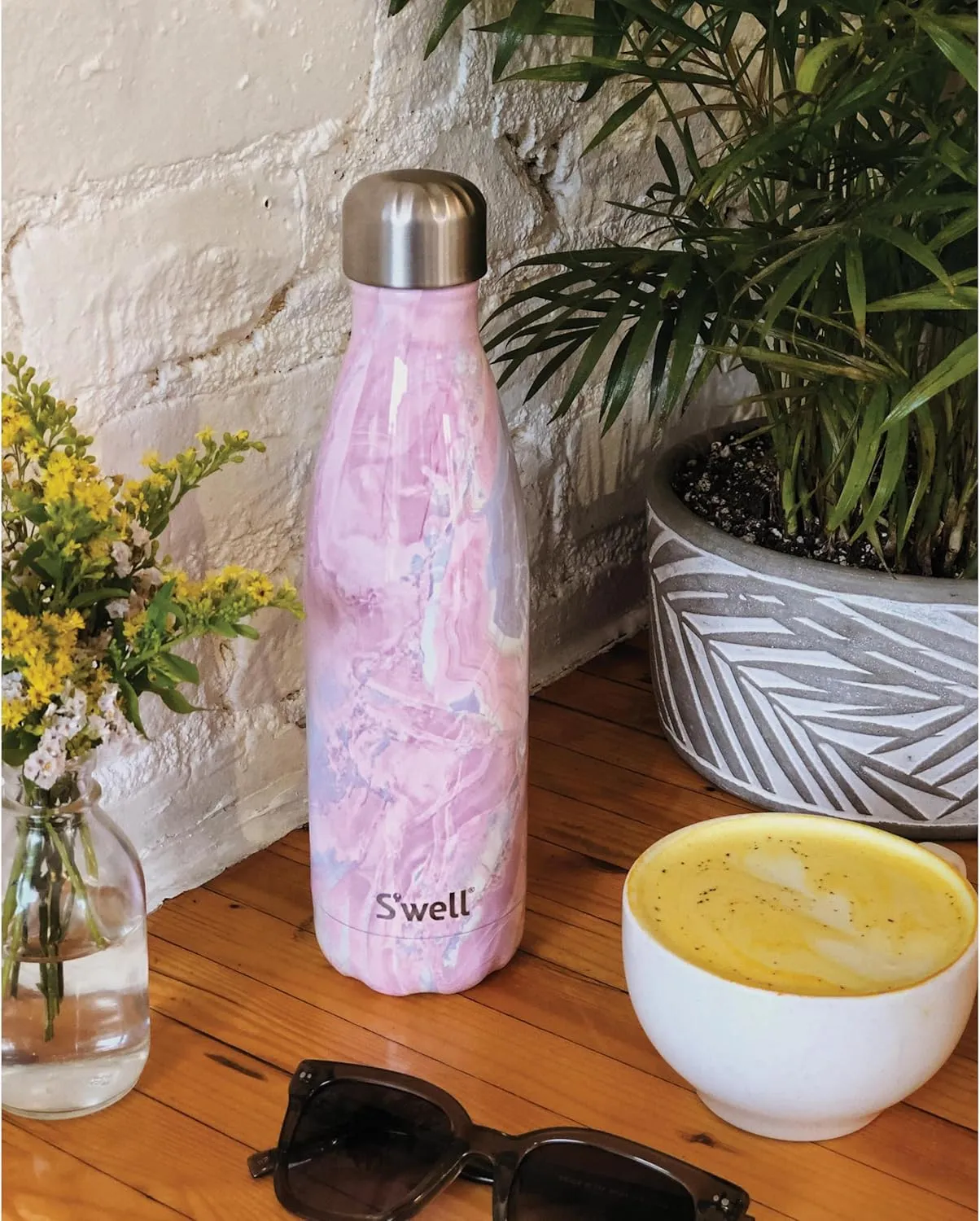 S'well Stainless Steel Water Bottle, 17oz, Geode Rose, Triple Layered Vacuum Insulated Containers Keeps Drinks Cold for 36 Hours and Hot for 18, BPA Free, Perfect for On the Go
