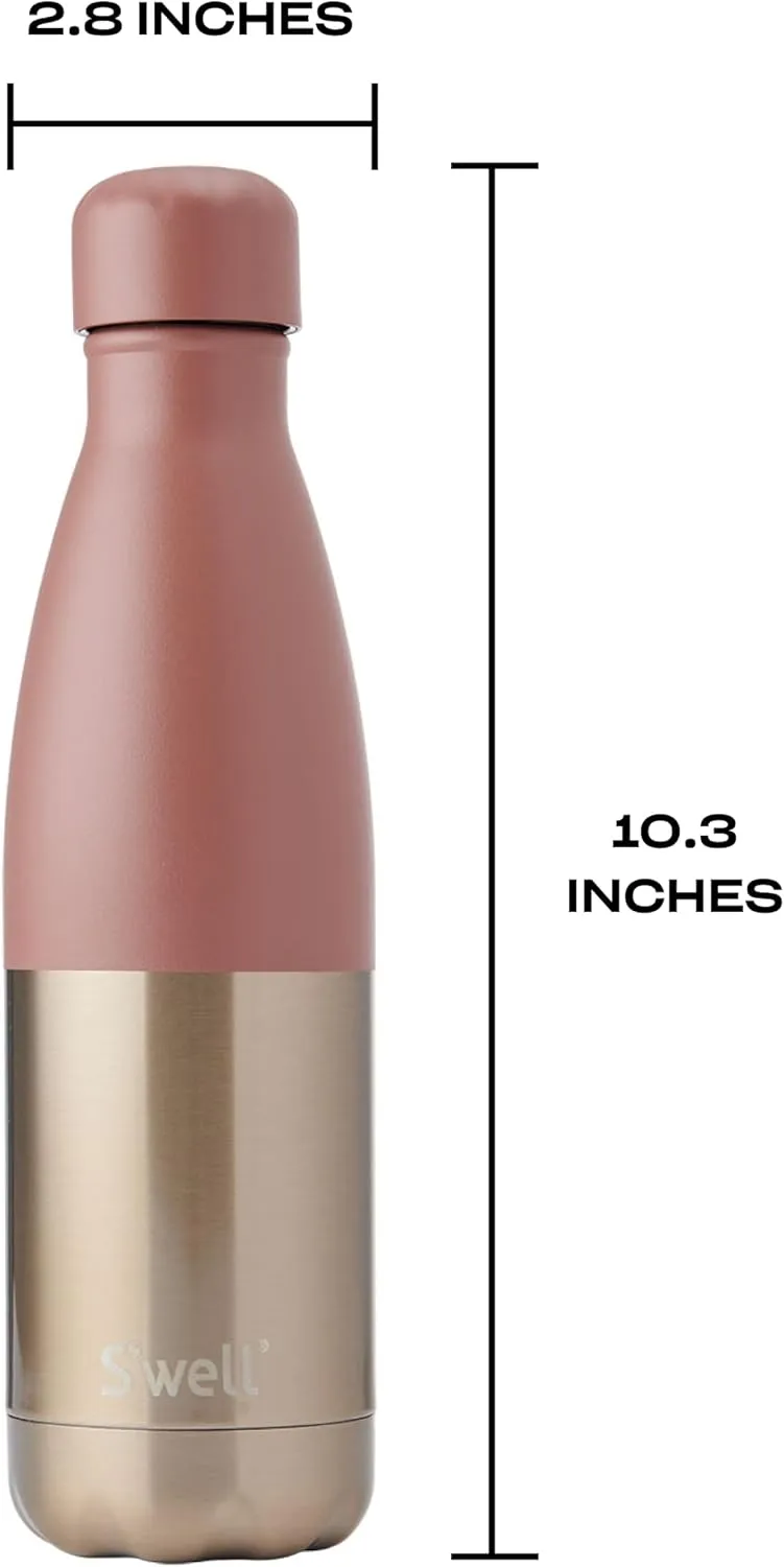 S'well Stainless Steel Water Bottle, 17oz, Mauve Pyrite, Triple Layered Vacuum Insulated Containers Keeps Drinks Cold for 36 Hours and Hot for 18, BPA Free, Perfect for On the Go