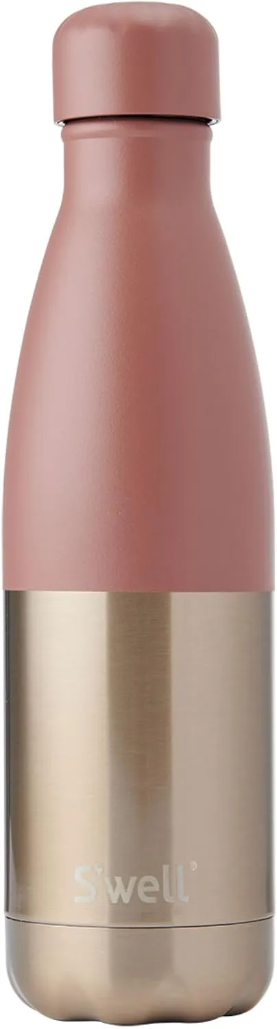 S'well Stainless Steel Water Bottle, 17oz, Mauve Pyrite, Triple Layered Vacuum Insulated Containers Keeps Drinks Cold for 36 Hours and Hot for 18, BPA Free, Perfect for On the Go