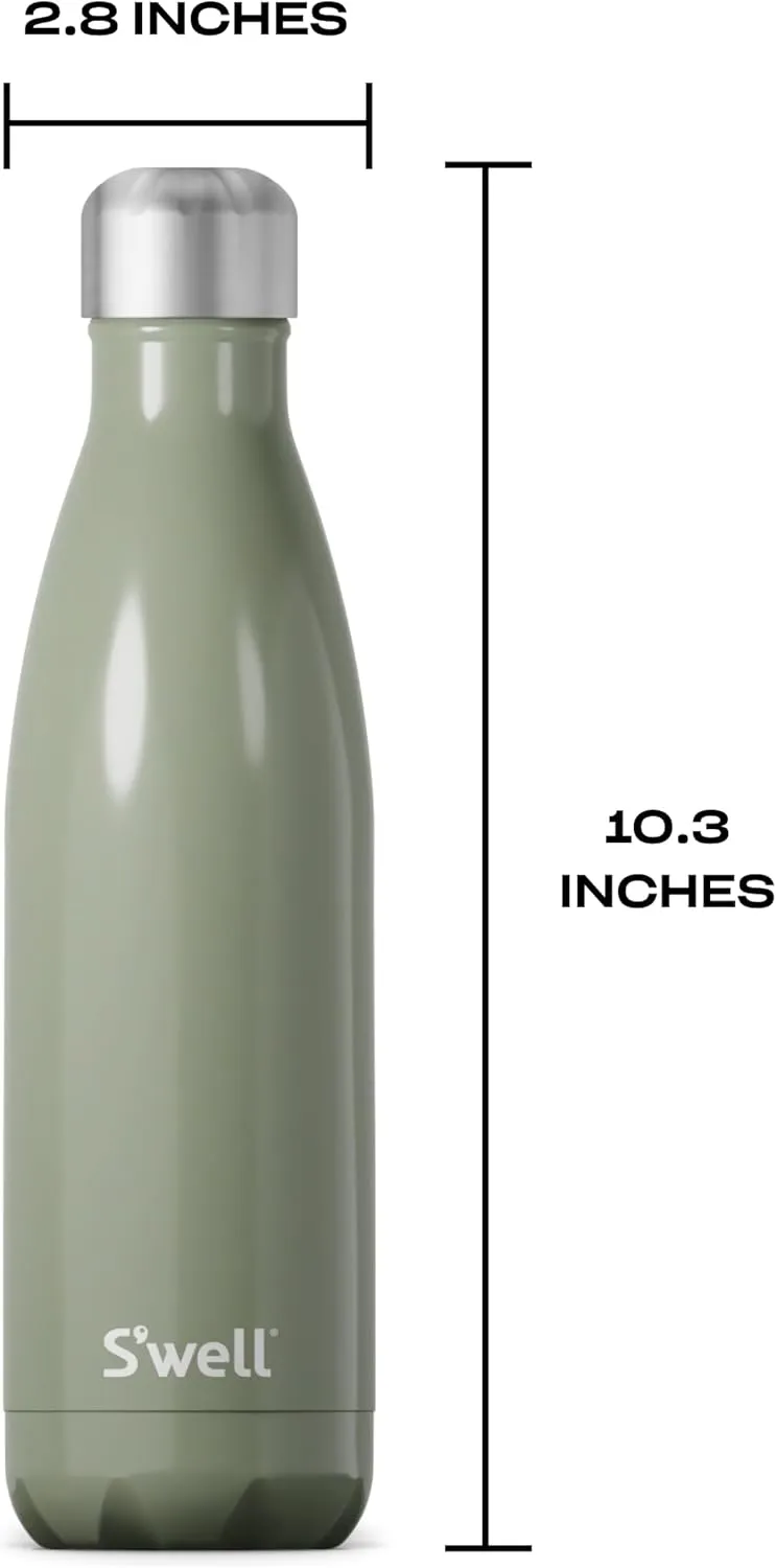S'well Stainless Steel Water Bottle, 17oz, Mountain Sage, Triple Layered Vacuum Insulated Containers Keeps Drinks Cold for 36 Hours and Hot for 18, BPA Free, Perfect for On the Go
