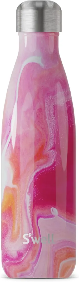 S'well Stainless Steel Water Bottle, 17oz, Rose Agate, Triple Layered Vacuum Insulated Containers Keeps Drinks Cold for 36 Hours and Hot for 18, BPA Free, Perfect for On the Go