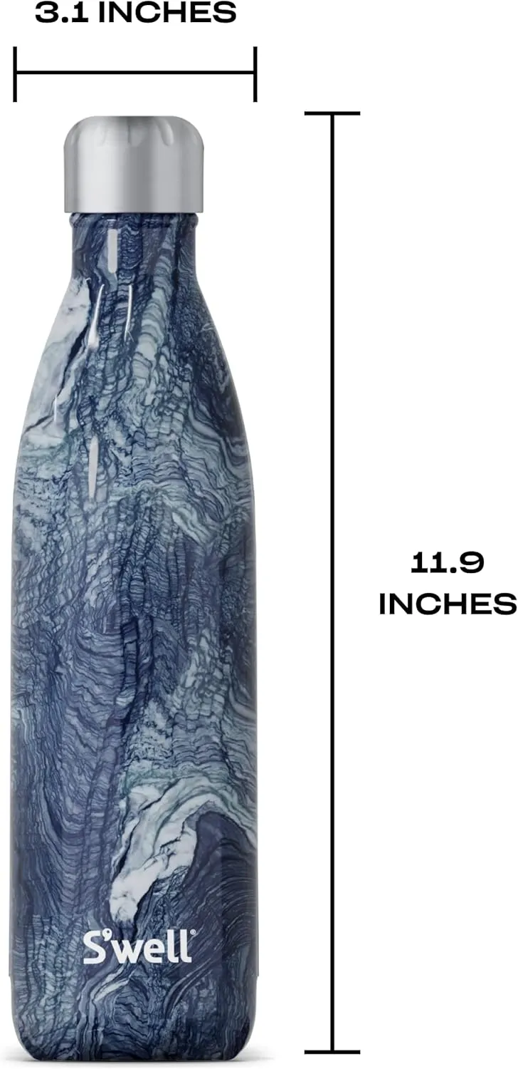 S'well Stainless Steel Water Bottle, 25oz, Azurite Marble, Triple Layered Vacuum Insulated Containers Keeps Drinks Cold for 48 Hours and Hot for 24, BPA Free, Perfect for On the Go