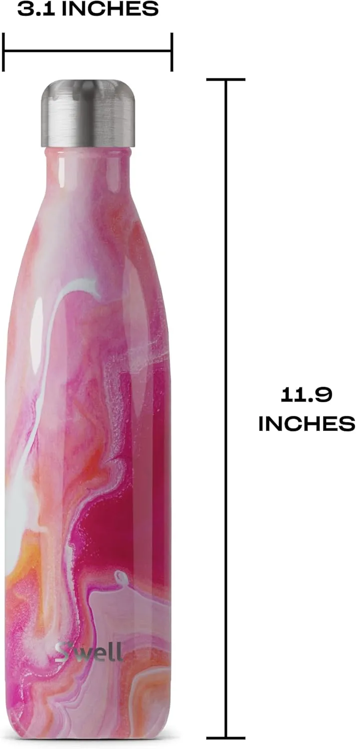 S'well Stainless Steel Water Bottle, 25oz, Rose Agate, Triple Layered Vacuum Insulated Containers Keeps Drinks Cold for 48 Hours and Hot for 24, BPA Free, Perfect for On the Go