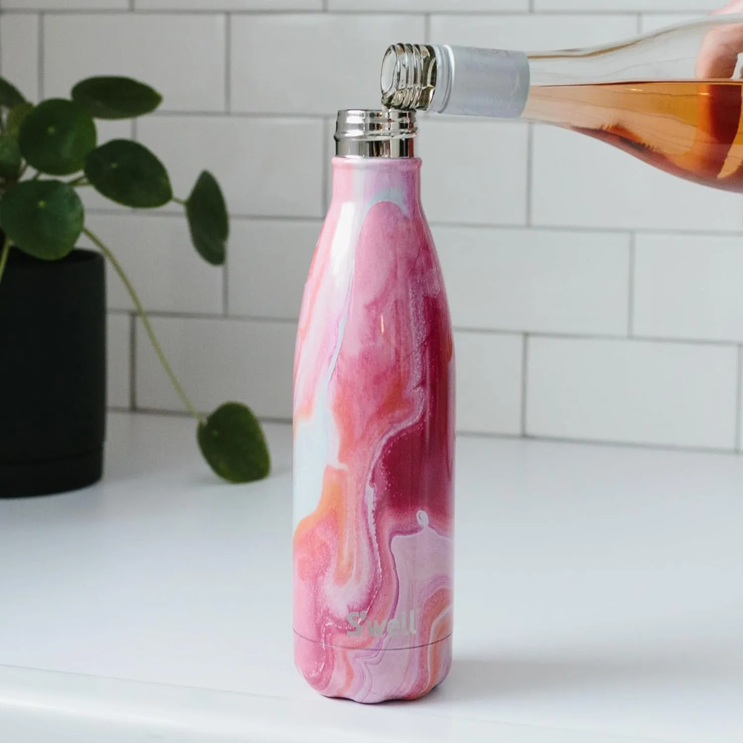 S'well Stainless Steel Water Bottle, 25oz, Rose Agate, Triple Layered Vacuum Insulated Containers Keeps Drinks Cold for 48 Hours and Hot for 24, BPA Free, Perfect for On the Go