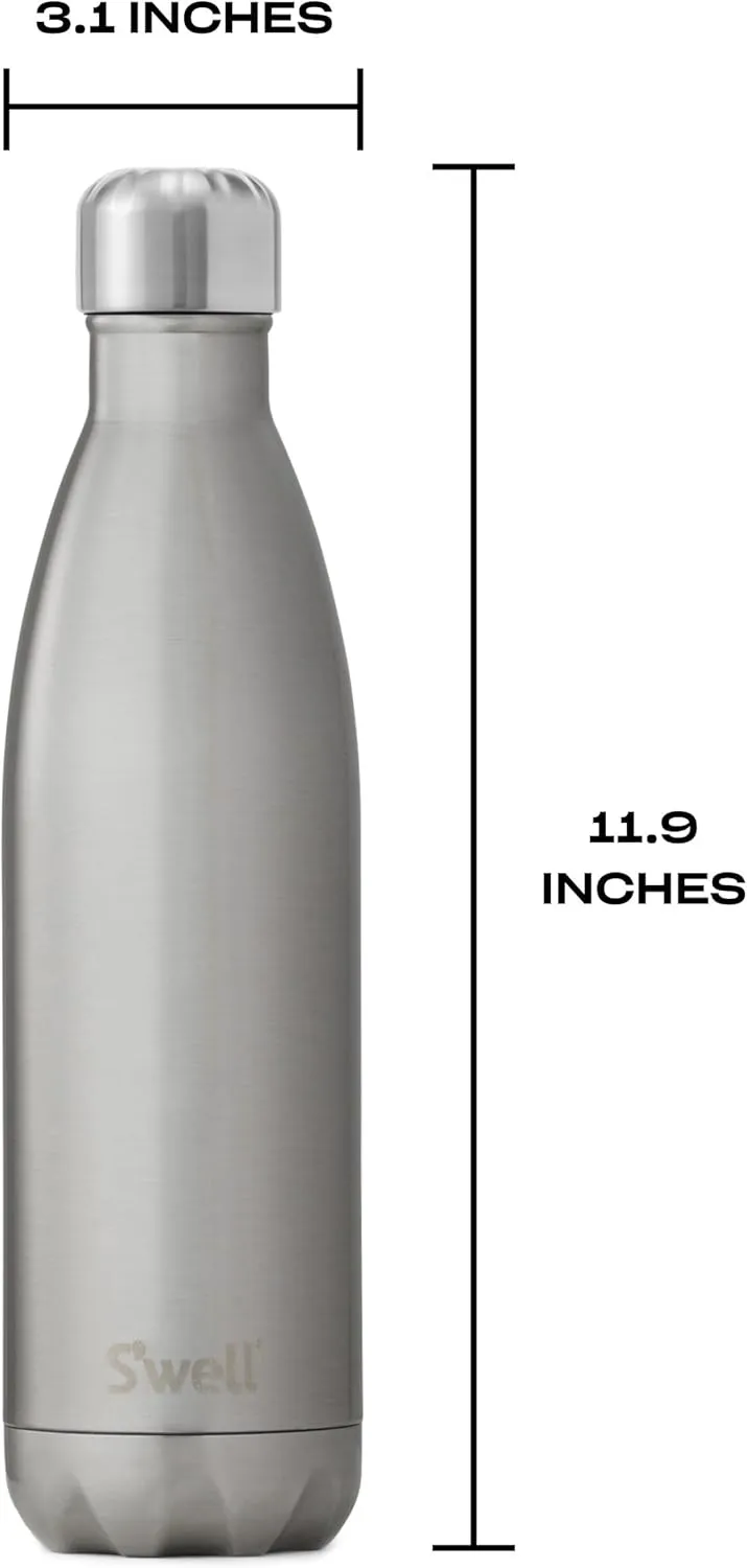 S'well Stainless Steel Water Bottle, 25oz, Silver Lining, Triple Layered Vacuum Insulated Containers Keeps Drinks Cold for 48 Hours and Hot for 24, BPA Free, Perfect for On the Go
