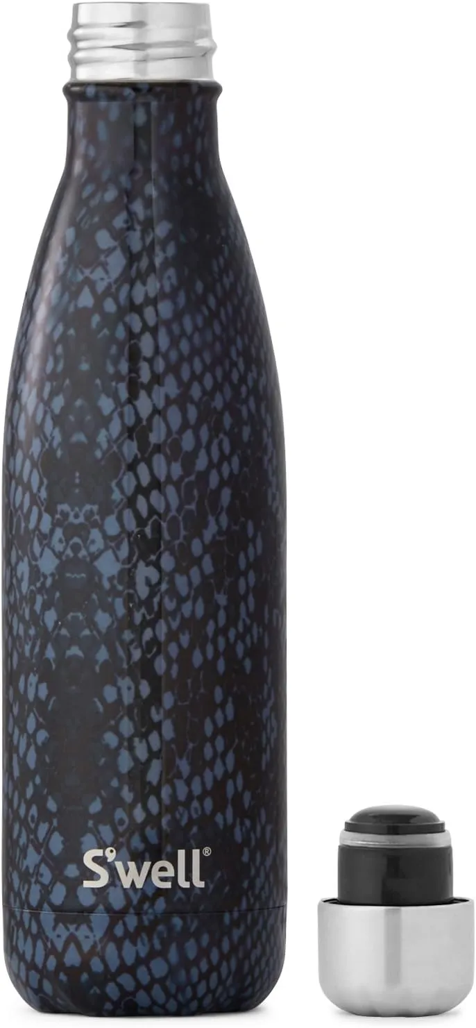 S'well Vacuum Insulated Stainless Steel Water Bottle, 17 oz, Black Boa