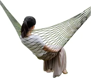 Swing Camping Hammock, Portable Nylon Mesh Bed, Outdoor Sleeping Bed, Travel Camping Hanging Folding Patio Swing Chair Furniture, Green Swing seat