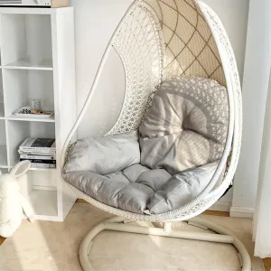 Swing Egg Chair Cushion Thickened Hanging Basket Seat Cushion Washable Hammock Chair Cushion Outdoor Patio Hanging Chair Cushion Replacement (Only Cushion) (Off White)