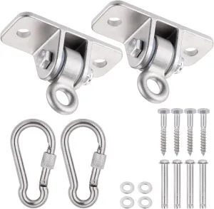 Swing Hangers 304 Stainless Steel with Locking Snap Hooks, Heavy Duty Swing Hardwares for Porch, Patio, Playground, Indoor and Outdoor, 2400 lb Capacity, Screws and Bolts Included, 2 Pack