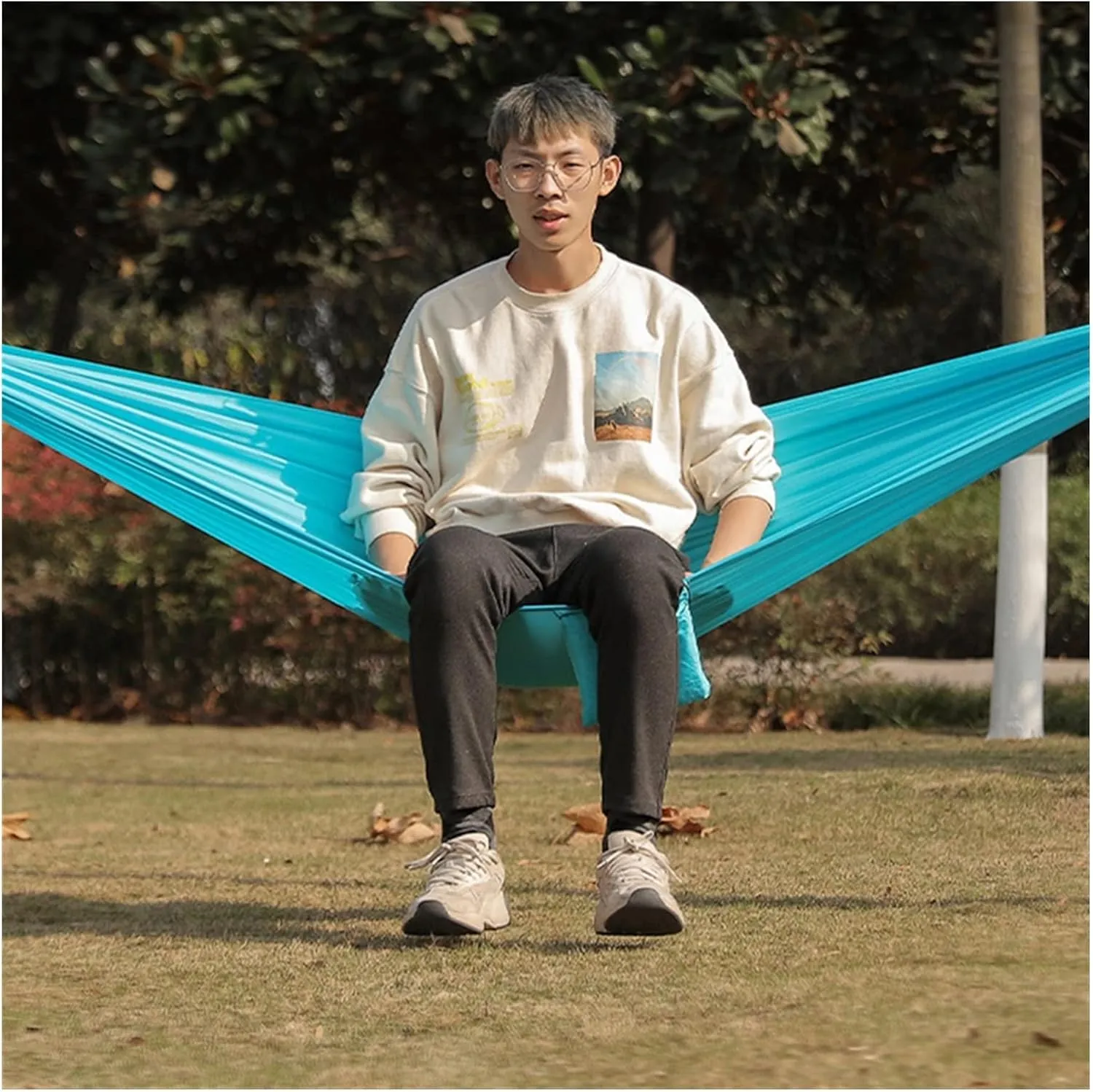 Swings Seats Nylon Hammock with Tear Resistant, Portable Single Hammock, Durable, Breathable, Long Lasting, for Outdoors Play Set Swings (Color : Gris)
