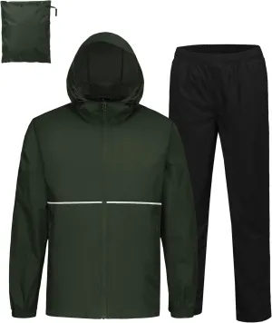 SWISSWELL Rain Suit Waterproof Breathable Lightweight Packable 2 Pieces Rainwear Rain Gear for Golf Hiking Fishing