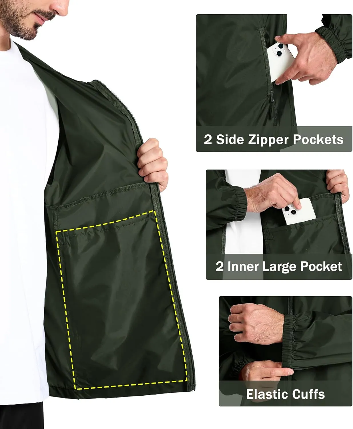 SWISSWELL Rain Suit Waterproof Breathable Lightweight Packable 2 Pieces Rainwear Rain Gear for Golf Hiking Fishing