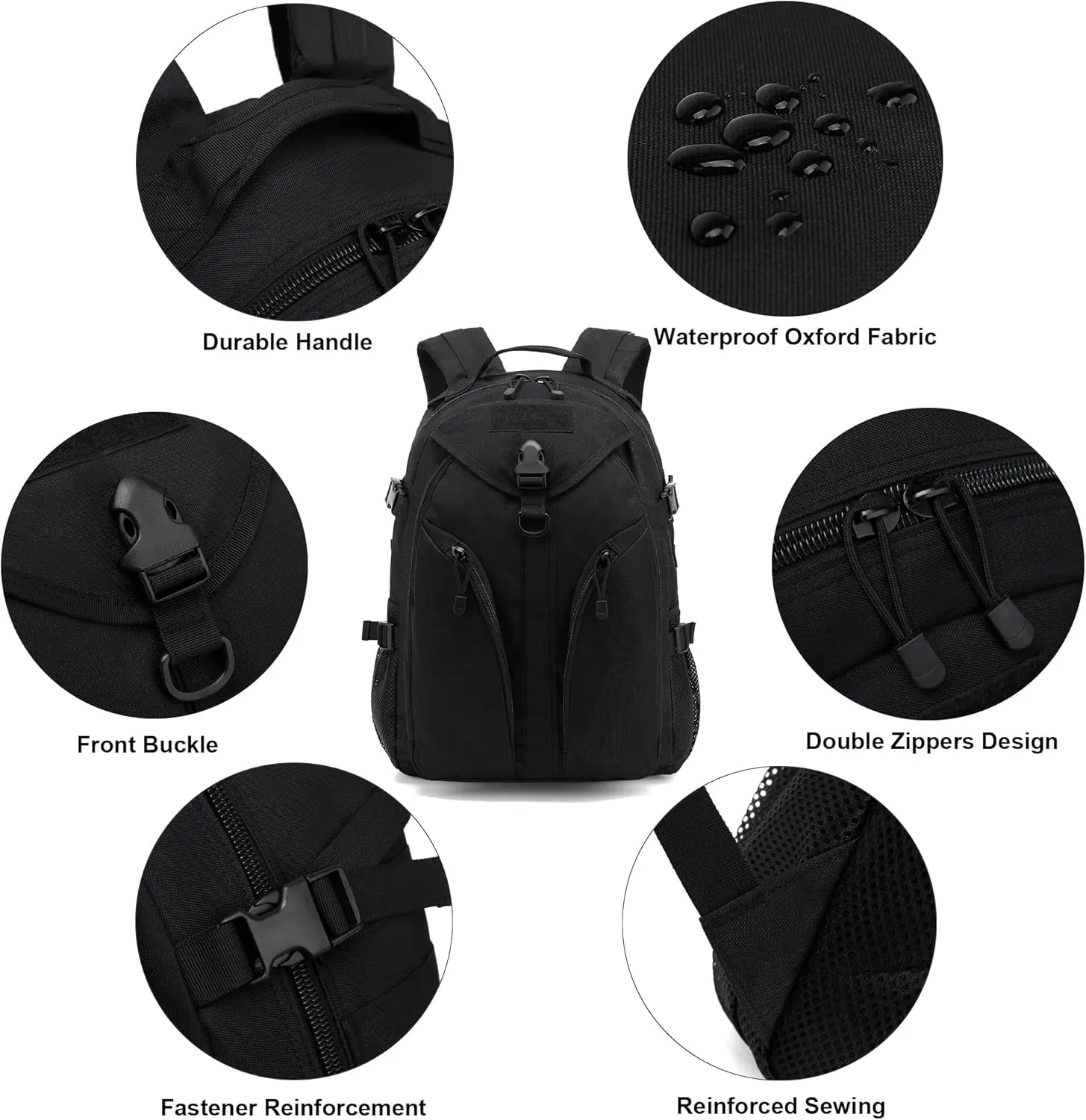 Tactical Backpack Boys School Backpacks Mens College Bookbags for Kids Teens Adults Camping Hiking Traveling (Black)