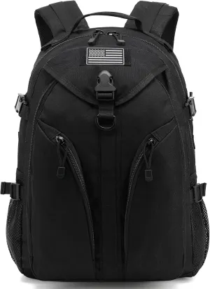 Tactical Backpack Boys School Backpacks Mens College Bookbags for Kids Teens Adults Camping Hiking Traveling (Black)