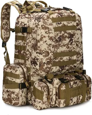 Tactical Backpack Military Army Rucksack 60L Large Assault Pack Detachable Molle Bag (Desert Digital)