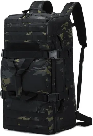 Tactical Duffel Backpack Military Waterproof handbags Large Capacity Mountaineering Luggage Hiking Camping Bag Outdoor (CP Color, 12.2" L x25.2 H x 10.3" W)
