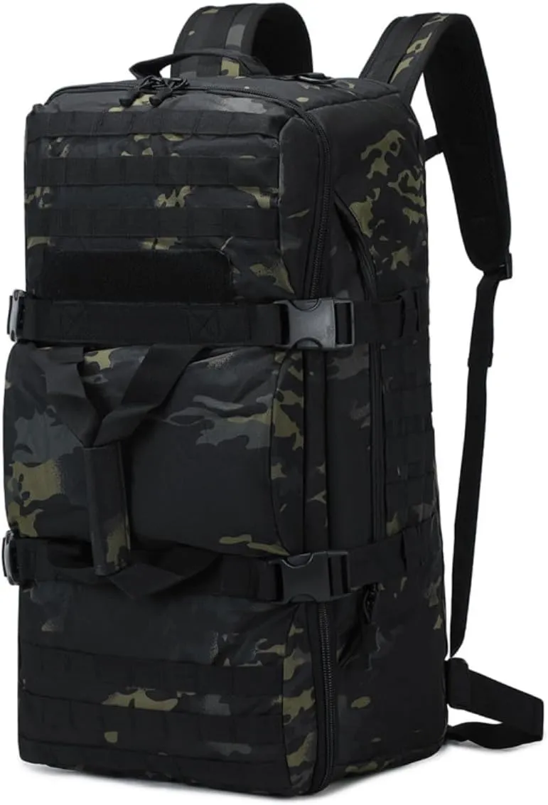 Tactical Duffel Backpack Military Waterproof handbags Large Capacity Mountaineering Luggage Hiking Camping Bag Outdoor (CP Color, 12.2" L x25.2 H x 10.3" W)