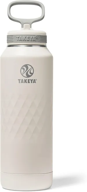 Takeya Sport 40 oz Triple-Insulated Stainless Steel Water Bottle, Straw Lid – Leakproof, Sweatproof, BPA-Free, Keeps Drinks Cold 36 Hrs, Hot 14 Hrs – Alpine