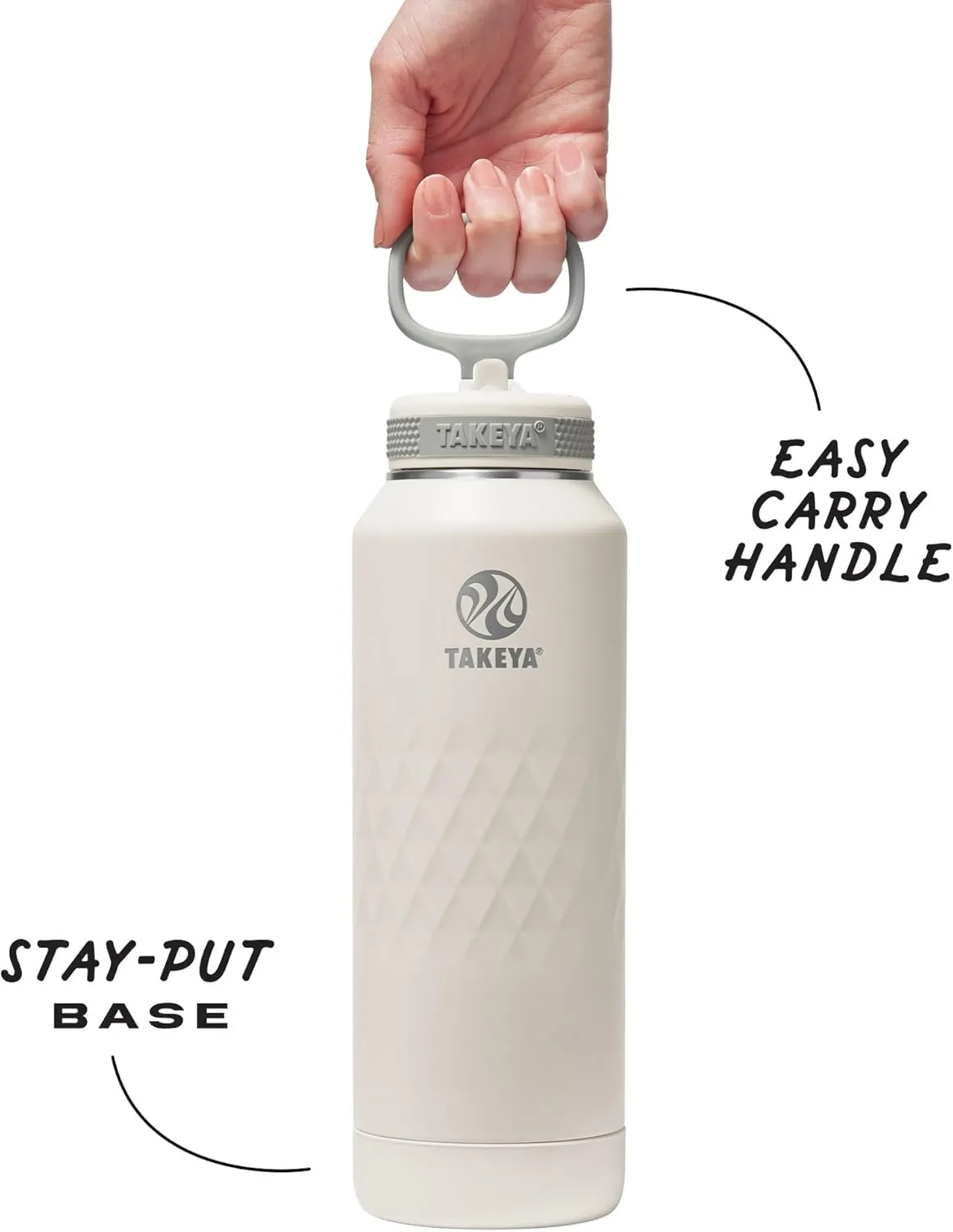 Takeya Sport 40 oz Triple-Insulated Stainless Steel Water Bottle, Straw Lid – Leakproof, Sweatproof, BPA-Free, Keeps Drinks Cold 36 Hrs, Hot 14 Hrs – Alpine