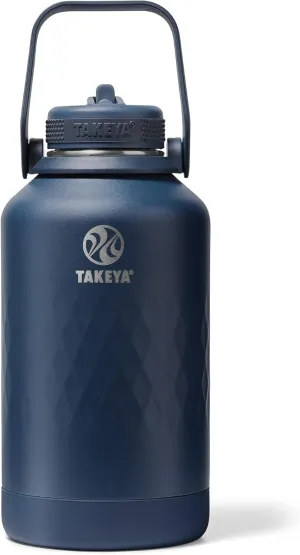 Takeya Sport 64 oz Triple-Insulated Stainless Steel Water Bottle, Straw Lid – Leakproof, Sweatproof, BPA-Free, Keeps Drinks Cold 36 Hrs, Hot 14 Hrs – Indigo