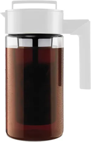 Takeya Tritan Cold Brew Coffee Maker - Airtight Pitcher with Leak-Free Lid - BPA-Free Cold Brew Maker with Silicone Handle - Dishwasher-Safe Pitcher for Homemade Cold Brew - 1 Quart, White