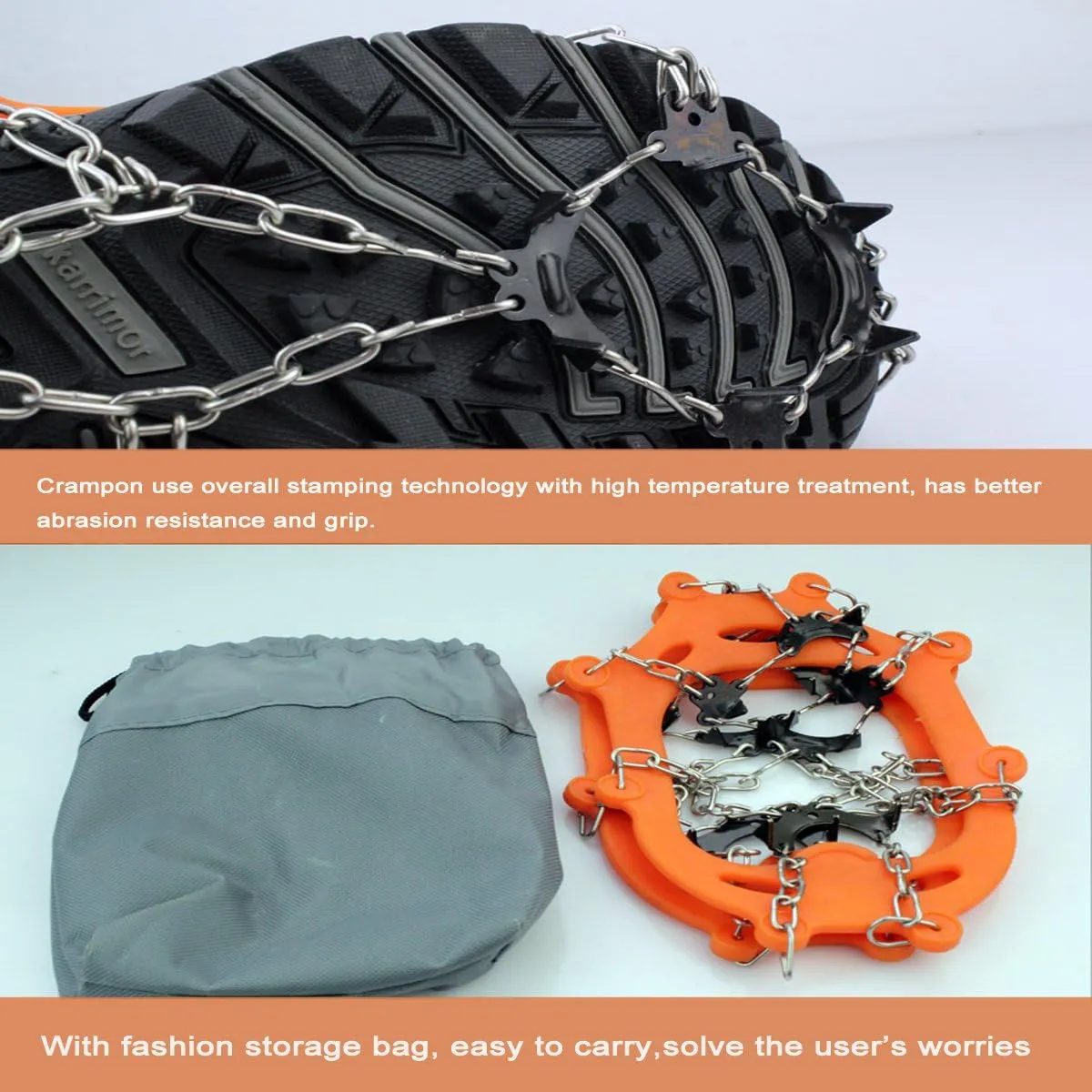 Tentock Stainless Steel Ice and Snow Cleats Crampon Antislip for Outdoor Winter Walking Hiking Jogging