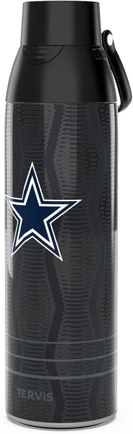 Tervis Venture Water Bottle NFL® Dallas Cowboys - Full Speed Triple Walled Insulated Tumbler Travel Cup Keeps Drinks Cold & Hot, 26oz, Stainless Steel