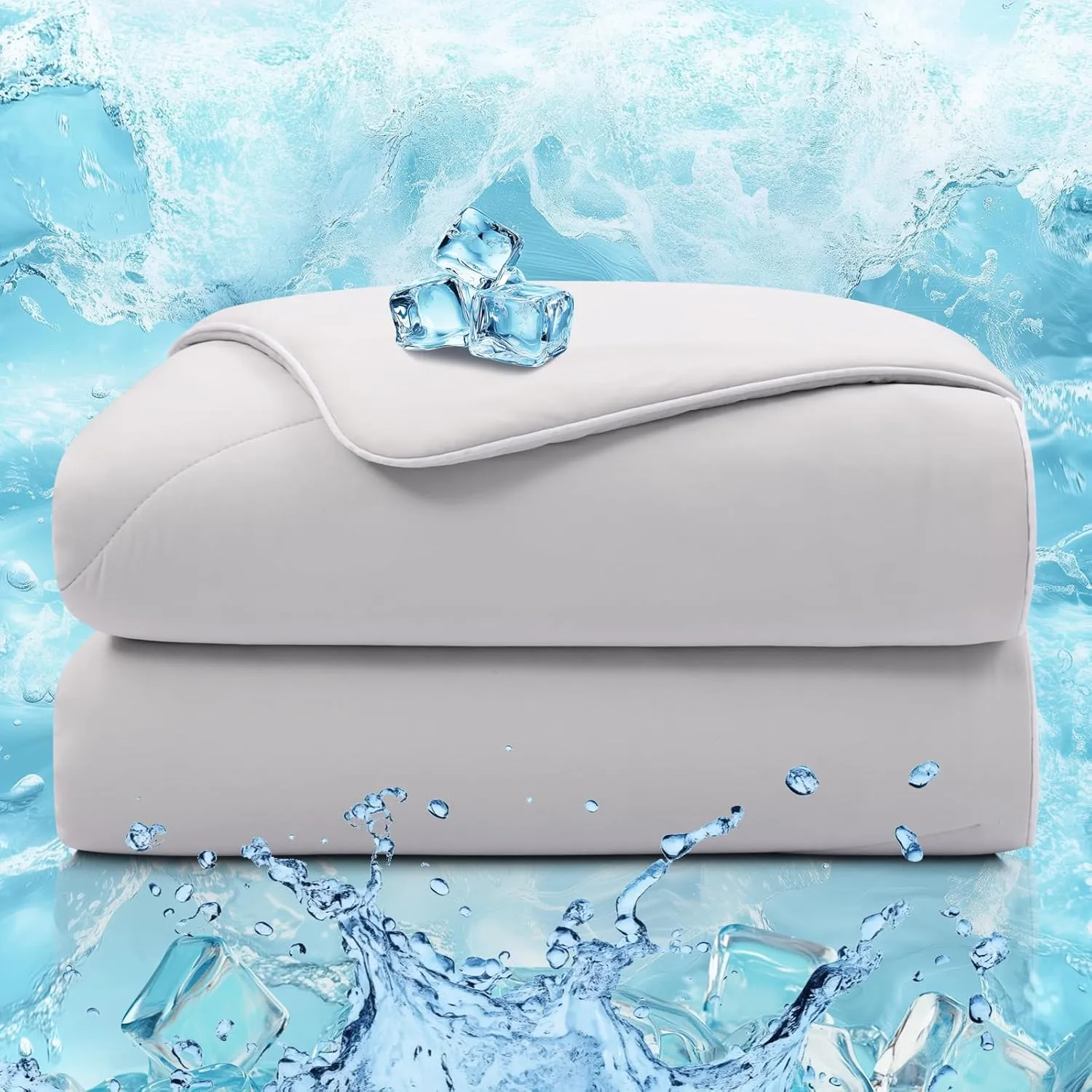 TEXARTIST Cooling Comforters Queen Size, Cooling Blanket for Hot Sleepers, Summer Cold Lightweight Breathable Soft Comforter to Stay Ice Cool for Night Sweats, Machine Washable, Grey (90"x90")