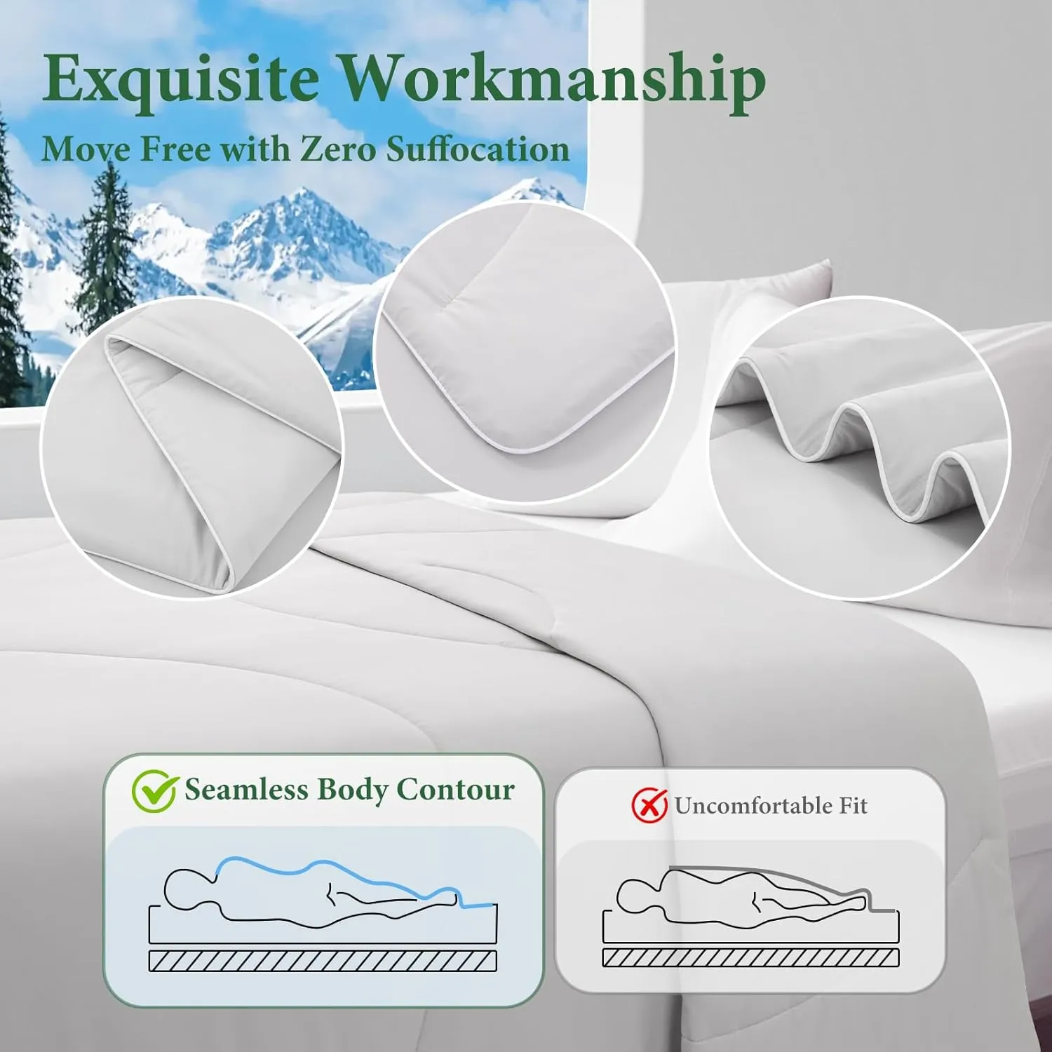 TEXARTIST Cooling Comforters Queen Size, Cooling Blanket for Hot Sleepers, Summer Cold Lightweight Breathable Soft Comforter to Stay Ice Cool for Night Sweats, Machine Washable, Grey (90"x90")