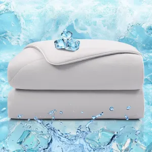 TEXARTIST Cooling Comforters Queen Size, Cooling Blanket for Hot Sleepers, Summer Cold Lightweight Breathable Soft Comforter to Stay Ice Cool for Night Sweats, Machine Washable, Grey (90"x90")