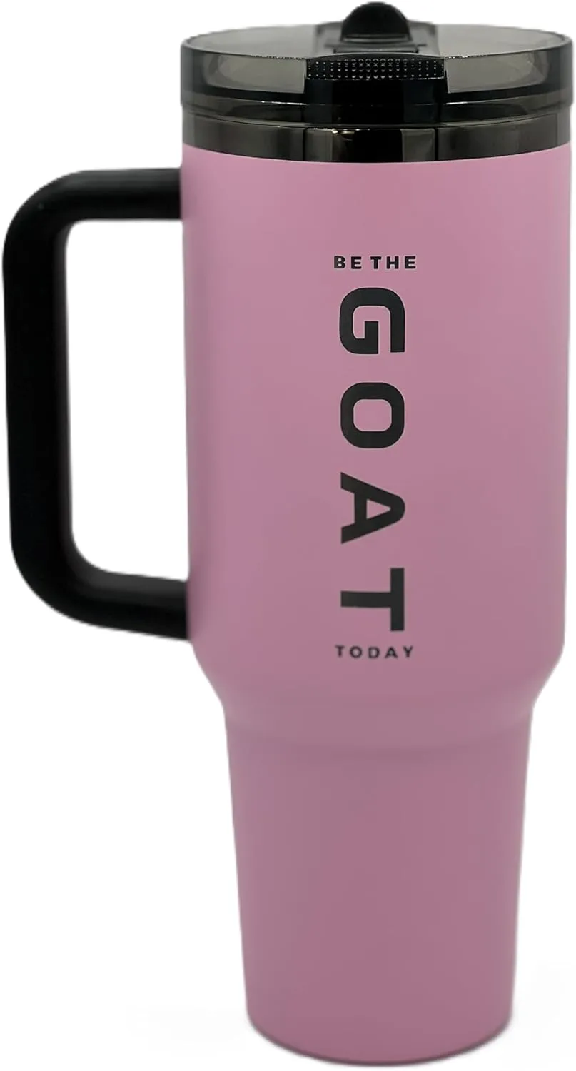 The Big Swig Premium 40oz Tumbler with Flip Straw Lid – Travel Car Cup Holder Friendly, Insulated Stainless Steel Tumbler - PINK GOAT