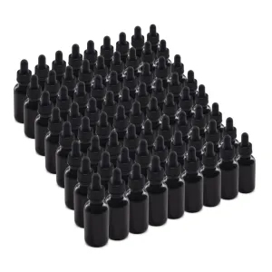The Bottle Depot - 72 Pack - 1 oz Glass Bottle with Dropper - Black UV - 20-400 Neck Finish - Boston Round Bottles - UV Rays Protection