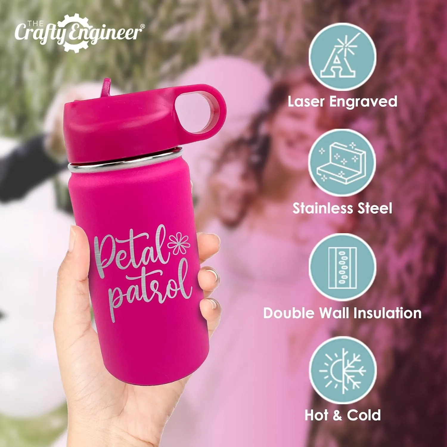 The Crafty Engineer Ring Bearer Water Bottle for Kids - Insulated and Leak Proof Proposal Gift - 12 oz - Teal (Ring Bearer)