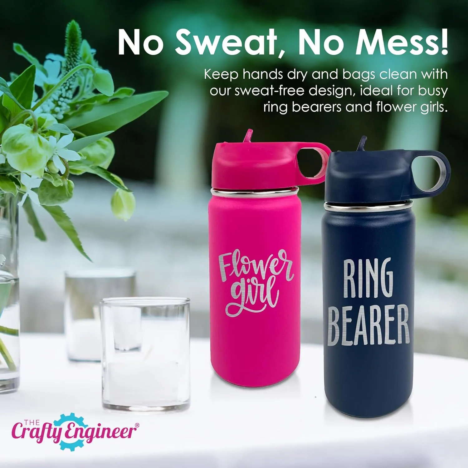 The Crafty Engineer Ring Bearer Water Bottle for Kids - Insulated and Leak Proof Proposal Gift - 12 oz - Teal (Ring Bearer)