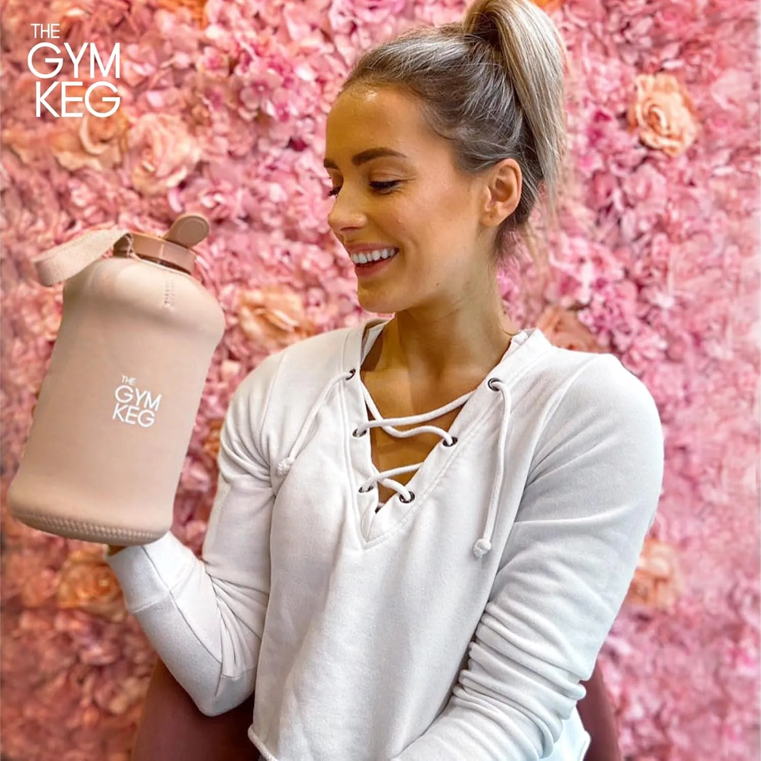 THE GYM KEG Sports Water Bottle - 2.2 L Insulated, Half Gallon, Carry Handle, Big Water Jug For Sport, Large Reusable Water Bottles, Tritan Plastic, Leakproof