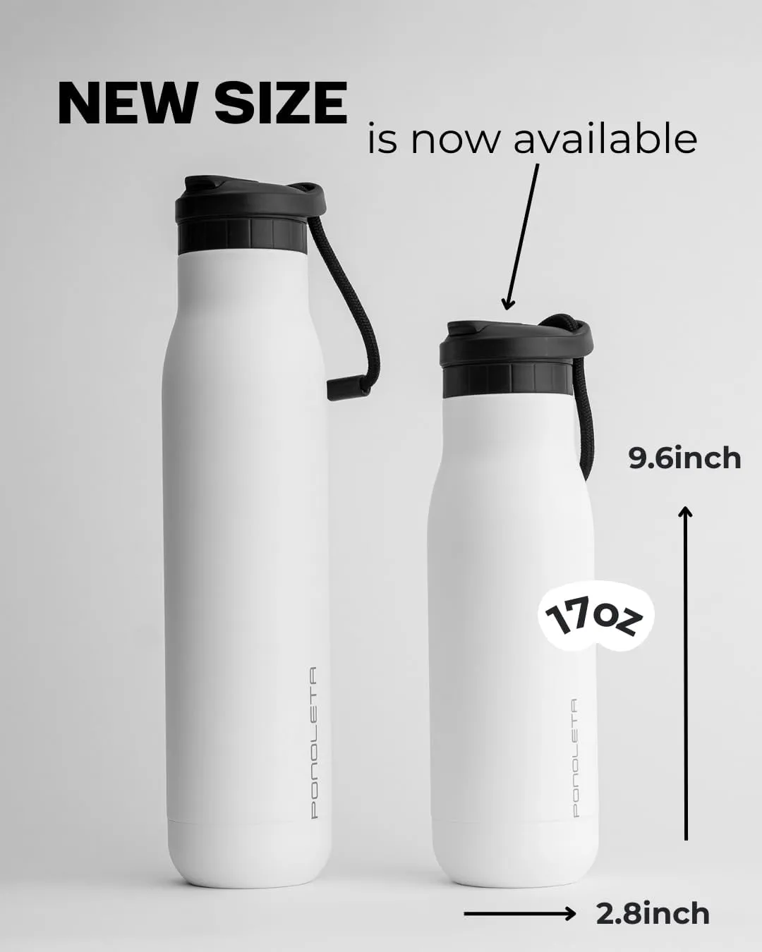 The Slim Bottle, Stainless Steel Water Bottle with Straw, Standard Mouth Water Bottle for Sports, Office and Travel, BPA-Free, Leak Proof