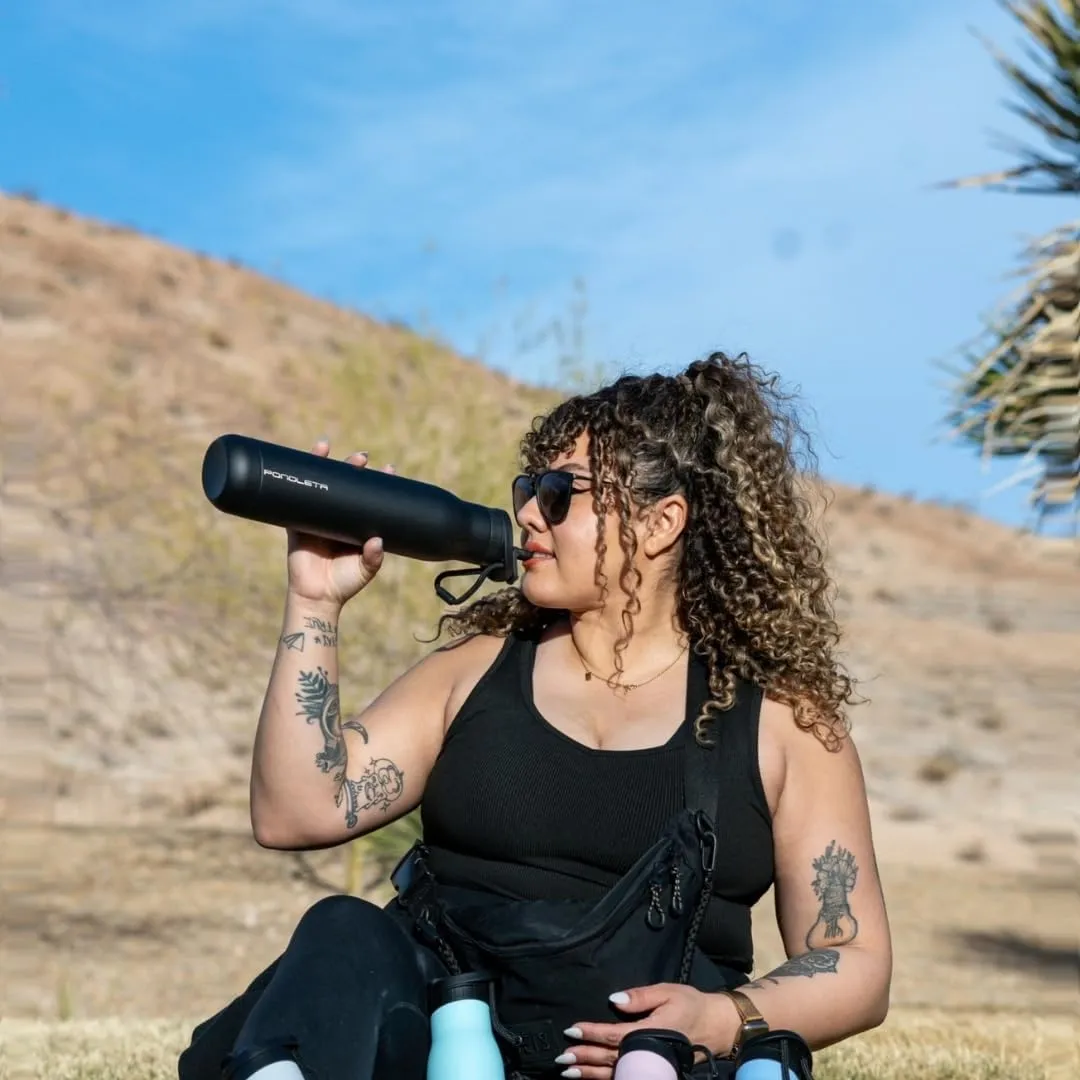 The Slim Bottle, Stainless Steel Water Bottle with Straw, Standard Mouth Water Bottle for Sports, Office and Travel, BPA-Free, Leak Proof