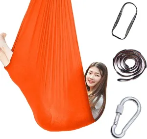 Therapy Swing Chair for Sensory Indoor Adult Kids Toys Play for Autism ADHD Vestibular System Exercise Up to 440 Lbs (200 Kg) (Color : Orange, Size : 100x280cm/39x110in)