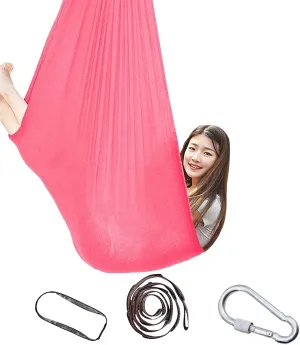 Therapy Swing Chair for Sensory Indoor Adult Kids Toys Play for Autism ADHD Vestibular System Exercise Up to 440 Lbs (200 Kg) (Color : Pink, Size : 100x280cm/39x110in)