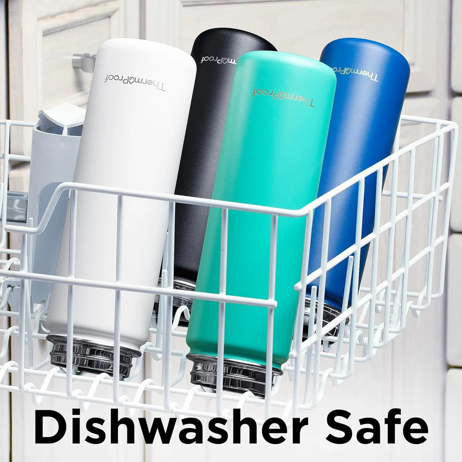 ThermoProof Double-Walled Vacuum Insulated Stainless Steel Water Bottle - Wide Mouth with Chug & Spout Lids, Dishwasher Safe, Reusable, Leakproof, Hot & Cold for Men, Women & Kids - 22oz, Cool Gray