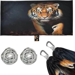 Tiger Camping Hammock, Single Portable Hammocks with Tree Straps & Attached Carry Bag, 330Lbs Capacity Perfect for Outside Indoor Hiking Beach Backpack Travel