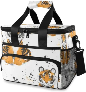 Tiger Forest Animals Yellow Cooler Bag Insulated Cooler Soft Sided Cooler 24 Can Portable Picnic Bag Large Leakproof Lunch Bag Box for Beach Grocery Camping Travel Car Men Women