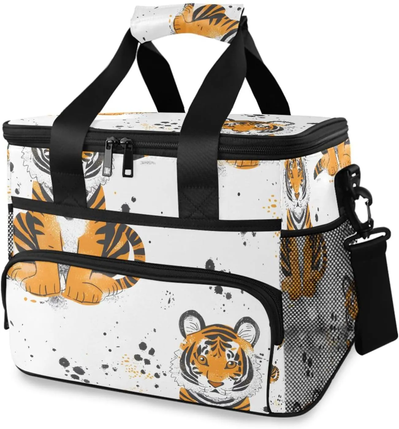 Tiger Forest Animals Yellow Cooler Bag Insulated Cooler Soft Sided Cooler 24 Can Portable Picnic Bag Large Leakproof Lunch Bag Box for Beach Grocery Camping Travel Car Men Women