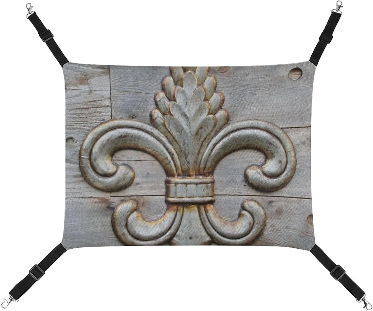 Tin Fleur-de-lis Detail Hanging Cat Bed Soft Breathable Pet Hammock for Cage Pet Sleeper for Kitten Ferret Puppy Rabbit