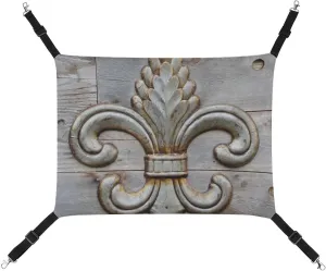 Tin Fleur-de-lis Detail Hanging Cat Bed Soft Breathable Pet Hammock for Cage Pet Sleeper for Kitten Ferret Puppy Rabbit