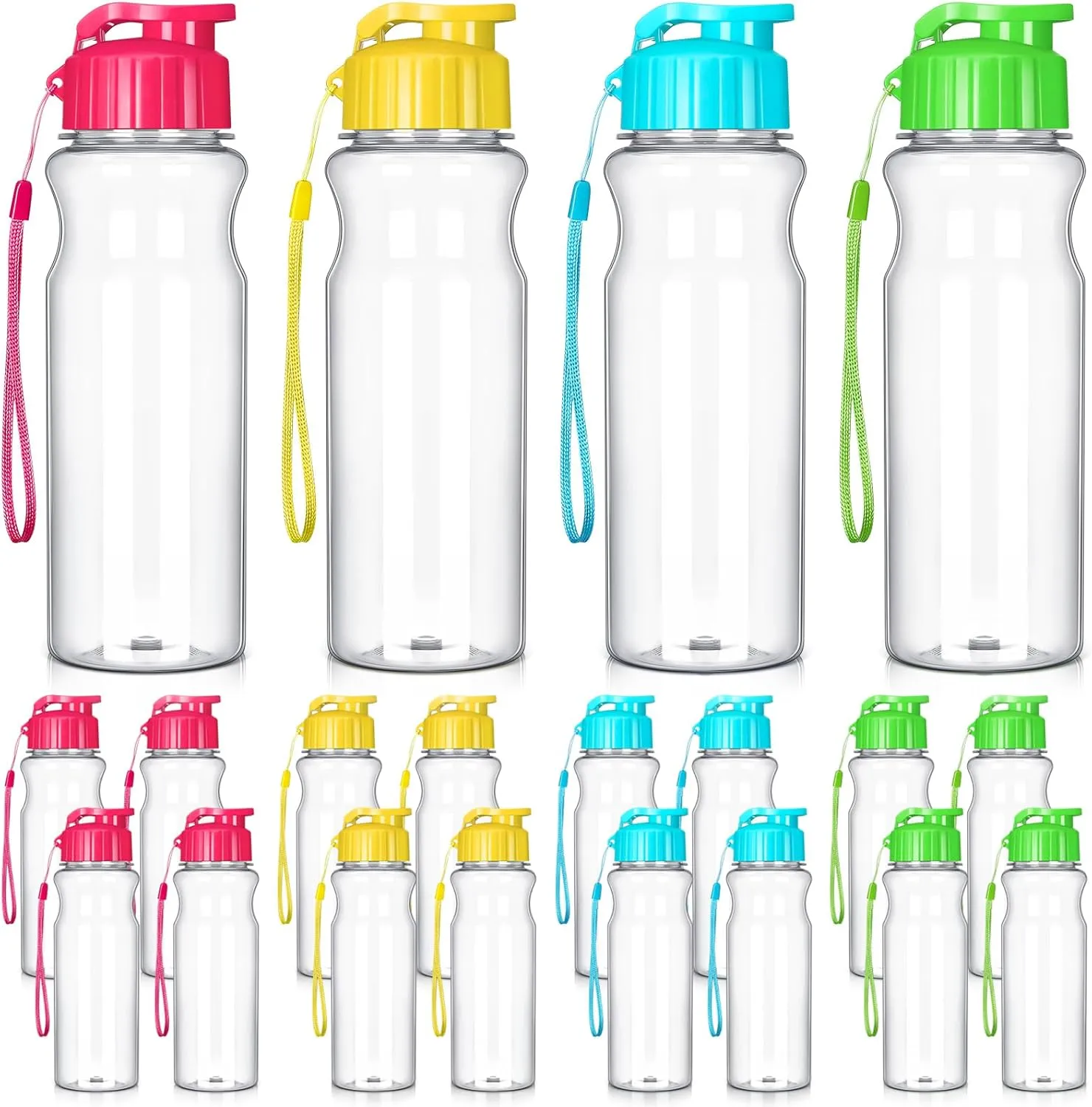 Tioncy 20 Pieces Plastic Water Bottles for Kids Bulk 17 oz Gym Sports Adults Kids Reusable Large Water Bottles Leakproof Drink Flip Top for Party Outdoor Children School