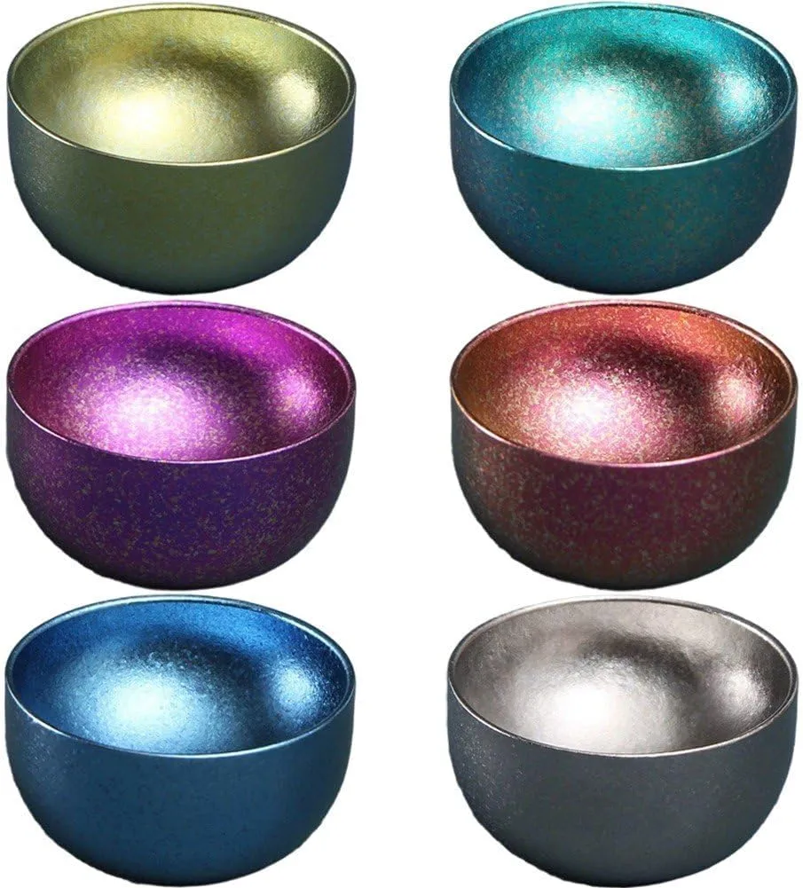 Titanium Mini Tea Cup Anti-Scald Portable Tea Set Outdoor Camping Tea Brewing Cup Double-Layer Titanium Cup Tea Pot Cup Coffee Cup