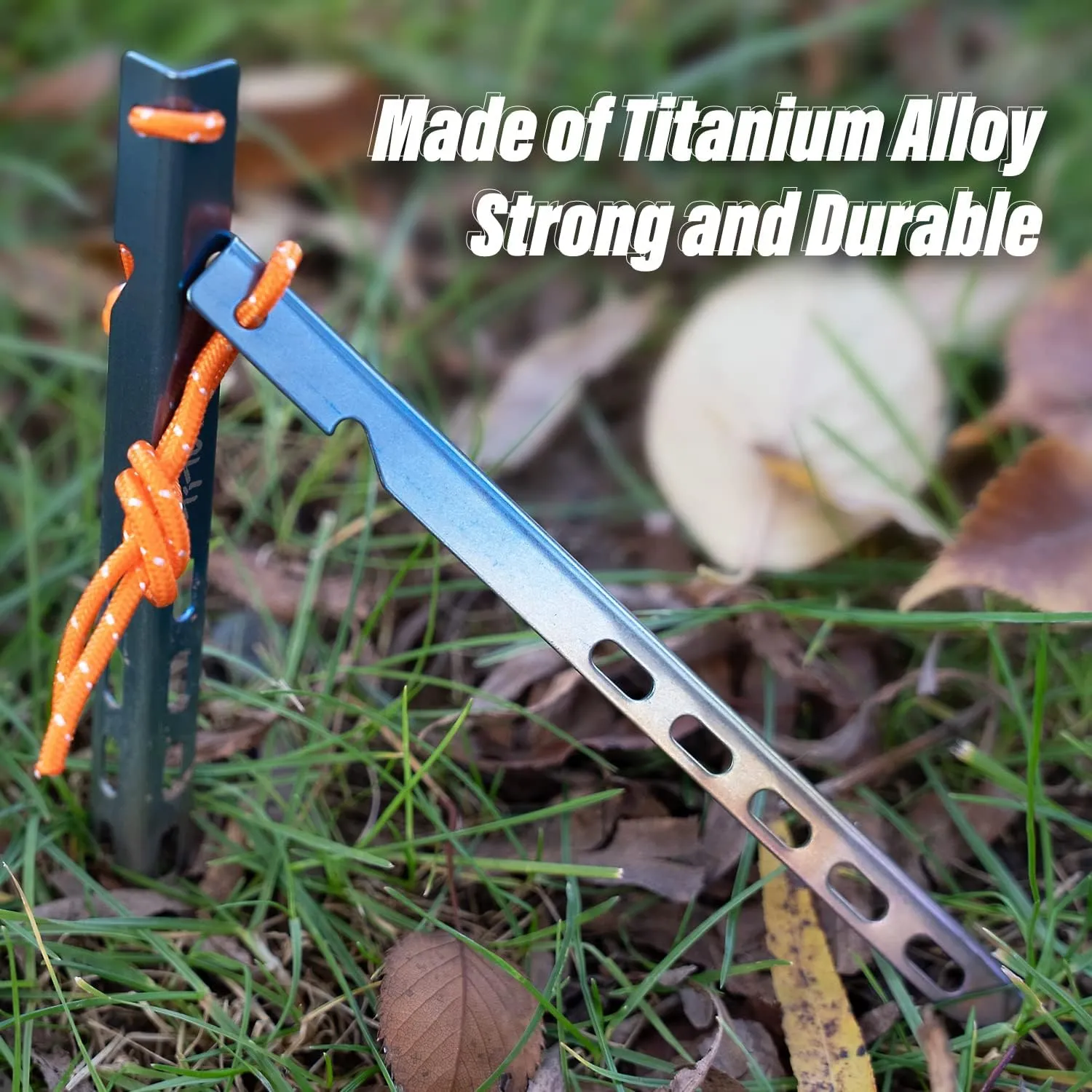 TiTo 6 Pack Titanium Tent Stakes 10X10X160mm V-Shaped Windproof Tent Nail Pegs with Carrying Pouch for Camping, Hiking, Gardening and Canopy (Colorful,10X160mm)